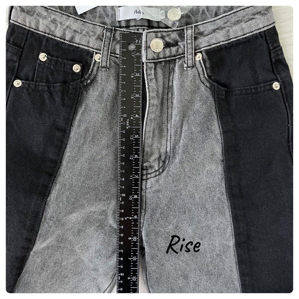 Adika New Nori Color Block Black Gray Mom High Rise Crop Jean Size XS - Picture 7 of 12